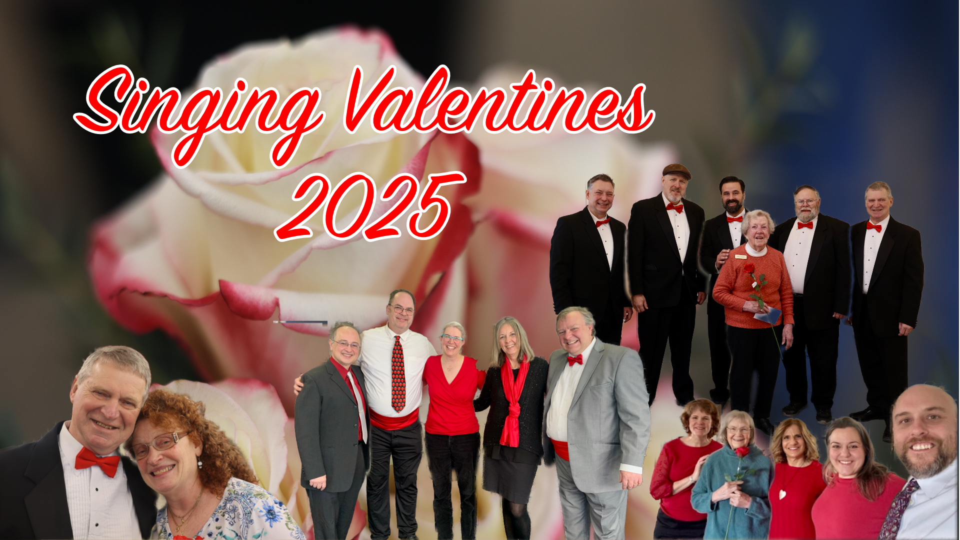 collage of photos from singing valentines 2025